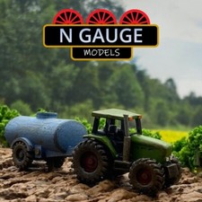 PAINTED- N Scale Gauge Tractor & Water Bowser 1:148 (Country Farm Trailer 1:160)
