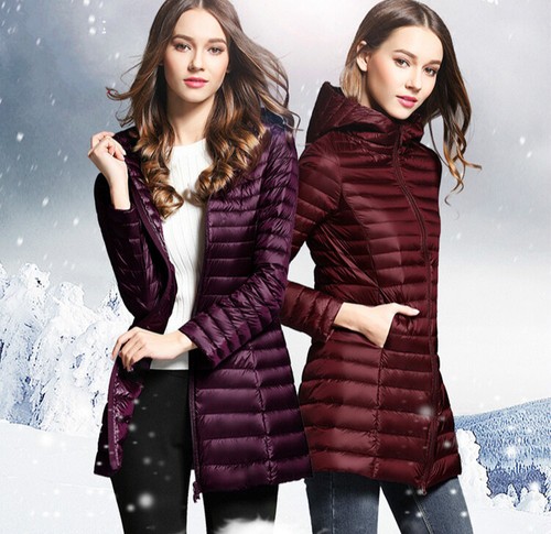 Women duck down coat hooded - women's,