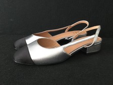 Slingback shoes uk 6  eu 39 John Lewis Chanel design low heel sliver black T4025