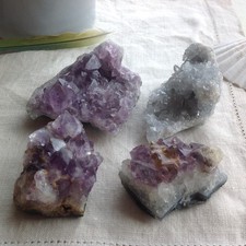 3x Large Raw Amethyst Crystals & 1 Celestite 770g Amethist with Citrine
