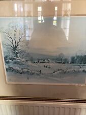 PETER  COSSLETT  VINTAGE ART PRINT SIGNED. FRAMED . SIZE  60X67 CM