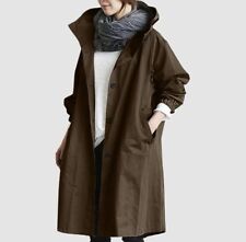 Womens Oversize Brown Hooded Coat Ladies Outdoor Jacket Thin - NOT WATERPROOF !