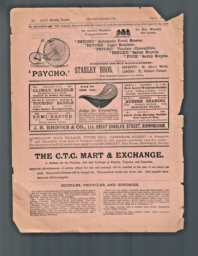1886 pyscho bicycle - bicycle, ad