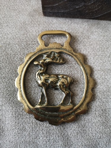 Vintage horse brass stag deer - horse,
