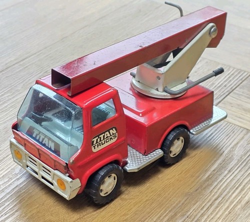 Old metal tin toy crane - metal,