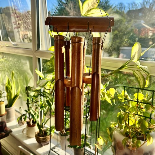 Bamboo windchime natural wood - windchime,