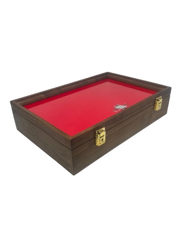 Walnut wood display case - display, x