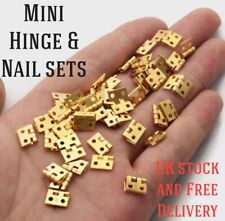 20pcs Mini Brass Plated Hinge & 80 Nails Jewellery Cigar Box Hinges Doll House