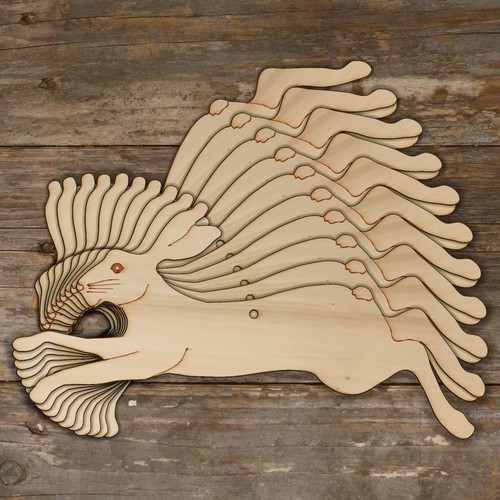 10x wooden hare running - running, and