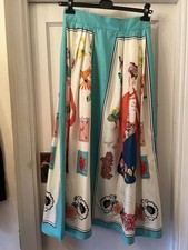 MARIANNA DÉRI Frida Kahlo Print Design A-Line Cotton Midi Skirt,Med