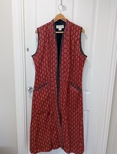 Vintage ORVIS Paisley Red Long Boho Hippie  Overcoat Waistcoat Bnwot (M) Pockets