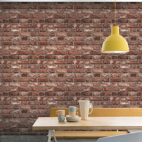 Brick effect wallpaper red - 3d,