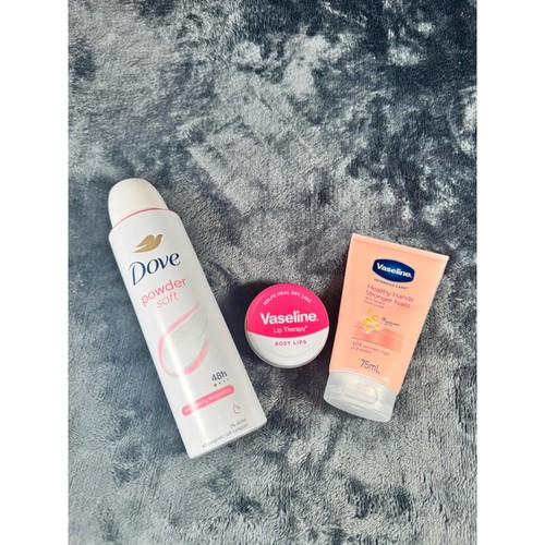 Dove and vaseline skincare - and,