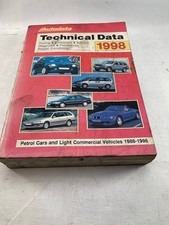 Autodata Technical Data 1998 Manual Cars And LCVs 1983-98