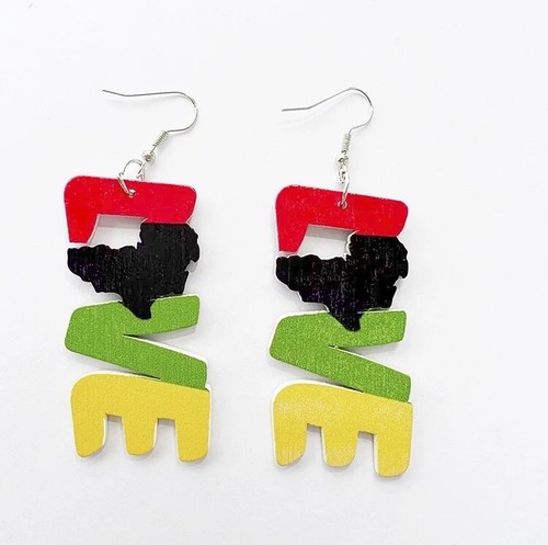 Love africa wooden - love, earrings