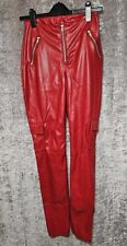 ASYOU puddle flare vinyl trousers with cargo pockets in red size uk 10