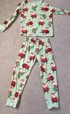 H&M Christmas Pjs Santa Print Pyjamas Age 6-8 Years Green