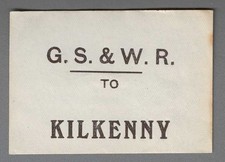 GREAT SOUTHERN & WESTERN RAILWAY (Ireland) LUGGAGE LABEL - KILKENNY