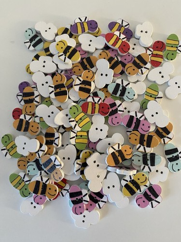 Bee wooden buttons - 10, x