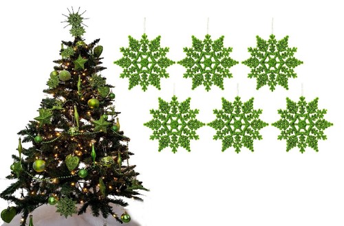 6pc glittery snowflakes - 6pc,