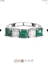 GORGEOUS ZAMBIAN EMERAL/MOISSANITE 5 STONE RING(M) 1.70cts-65% REDUCTION