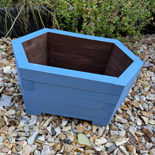 Hexagonal wooden small planter - hexagonal,