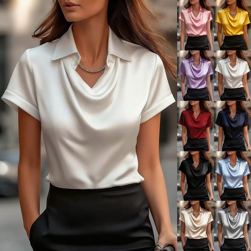 Ladies satin silk tee - silk,