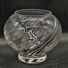 VINTAGE CAITHNESS BULBOUS GLASS VASE POTPOURRI BLACK WHITE STRIPE