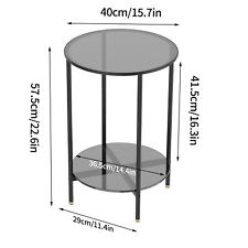 2 Tier Metal Frame Round Glass Top Table Coffee Side End Table Night Table Home