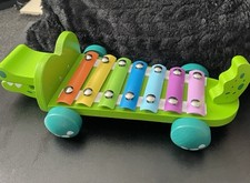 Wooden Crocodile pull along Xylophone Chad Valley colourful musical children toy
