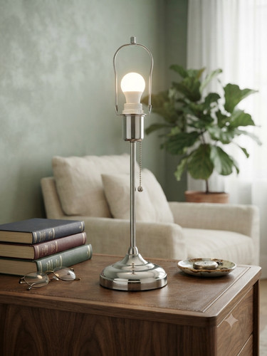 Tall silver metal - metal, table