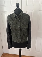 Rag & Bone Jacket Medium Khaki With Faux Leather Sleeves Excellent Condition