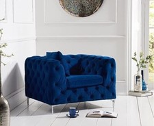 Blue Armchair Velvet Fabric