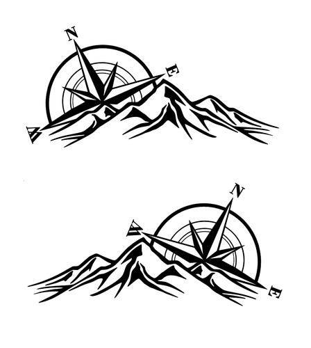 Compass mountain decal - compass,