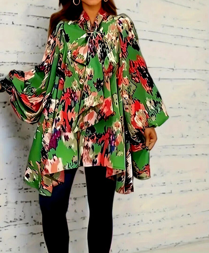 Ladies green loose blouse - loose,