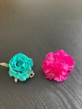 Mini Flowers Bow Hair Clips Pink Blue Carnation Rose