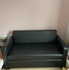 Faux Leather Futon Pull Out Bed Guest Bed Sofa Bed Double Bed Black VGC £99