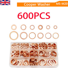 300/600Pcs Assorted Solid Copper Car Engine Washers Crush Seal Flat Ring Gasket