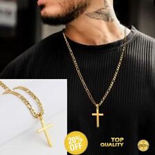 14k Gold Filled Men 60cm Chain Cross Pendant Necklace Religious Crucifix BARGAIN