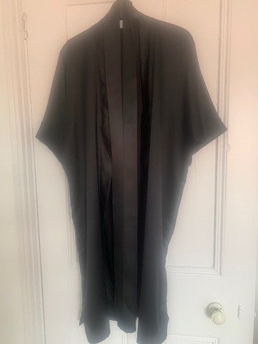 Vintage black satin robe - satin, by