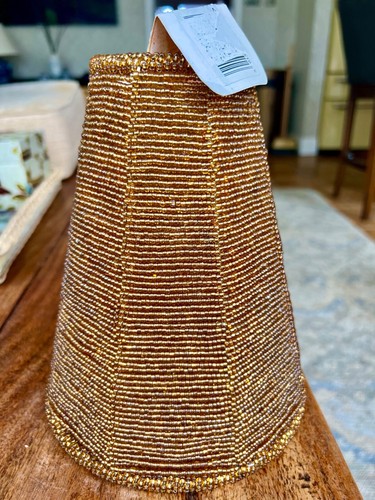 Vintage brown beaded - brown, lamp