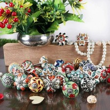 Wholesale Lot of 30 PC Indian Ceramic Door Knobs Wardrobe Drawer Cabinet Handle