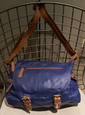 Lady's Cross Body or shoulder Leather Handbag - Blue - New & Unused.