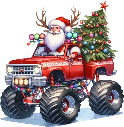 Christmas monster truck santa - monster,