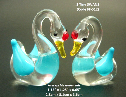 Miniature glass swans - glass, mini