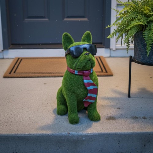 Flocked dog statue - dog,