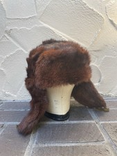 Vintage Russian Ear Flaps Brown Mink Fur Hat Ushanka Trapper Hat