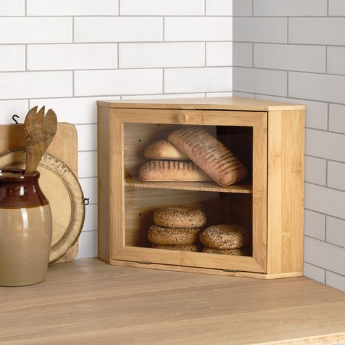 Corner bamboo bread bin double - bread,