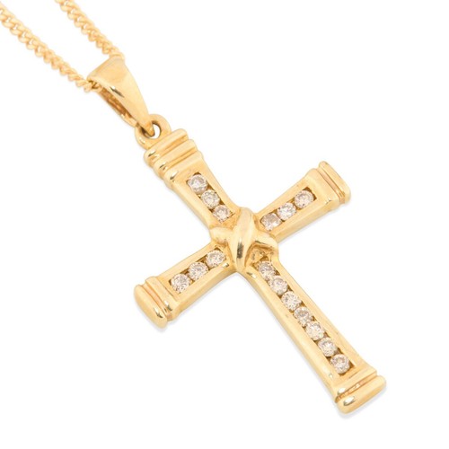 Diamond cross and chain 9ct - diamond,