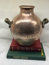 Large Antique Hand Hammered Copper  Pot  vase antique copper decor 